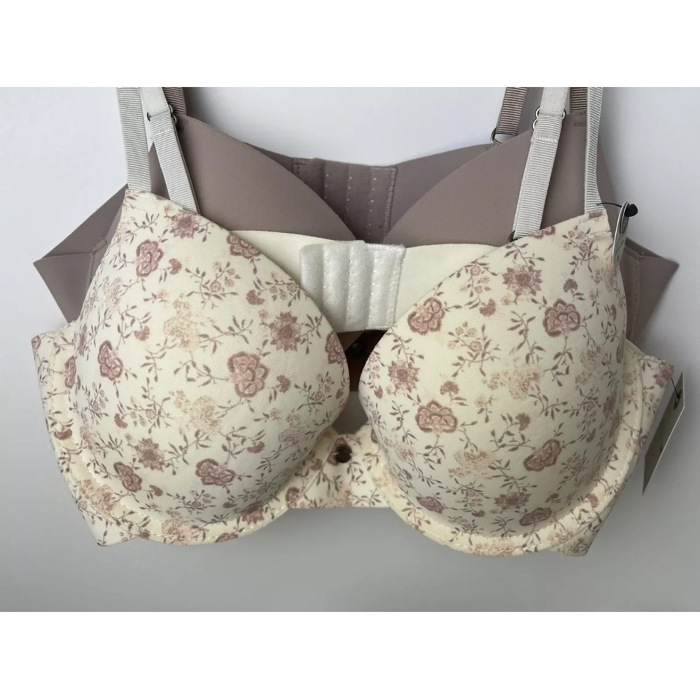 2-PACK LUCKY BRAND UNDERWIRE LIGHT LIFT DEMI WOMEN Light Brown & Floral SET 36C - Picture 3 of 9